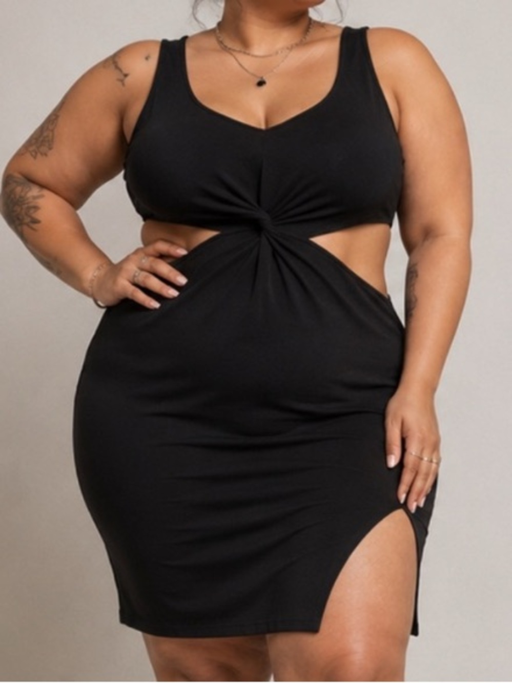 ⭐️ 3/$15 • SHEIN• Black• Cut-Out• Side Slit• Dress